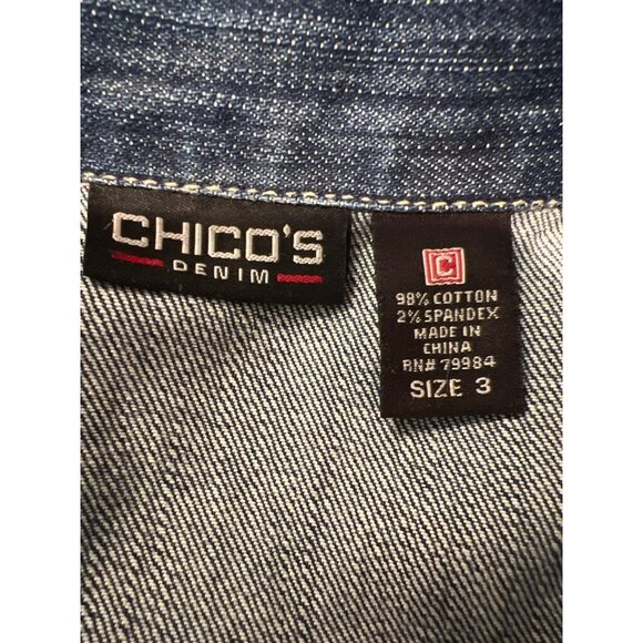 Chico's Women's Denim Jean Jacket Studded Design Button Closure XL Chico's 3 - Picture 7 of 8